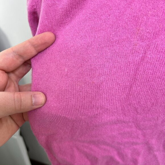 Hanna Andersson Sweater M Pink 100% Cashmere V-neck Long Sleeve Solid Barbiecore - Picture 8 of 13
